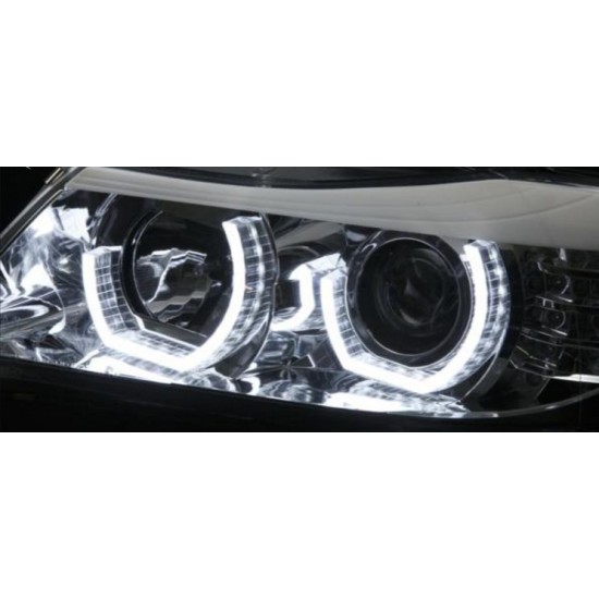 Φανάρια εμπρός 3D angel eyes για BMW X5 (1999-2003) - μαύρα , χωρίς λάμπες (Η7) - σετ 2τμχ.