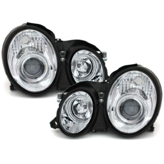 Φανάρια εμπρός angel eyes για Mercedes CLK W208 (1997-2002) , με λάμπες (Η1) - σετ 2τμχ.