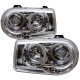 Φανάρια εμπρός angel eyes με led για Chrysler 300C (2004-2008) - chrome , με λάμπες (Η1) - σετ 2τμχ.