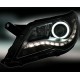 Φανάρια εμπρός led/angel eyes για Vw Tiguan (2007-2011) , μαύρα , με λάμπες (Η1) - σετ 2τμχ.