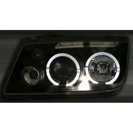 Φανάρια εμπρός angel eyes για Vw Bora - chrome , με λάμπες (Η1) - σετ 2τμχ.