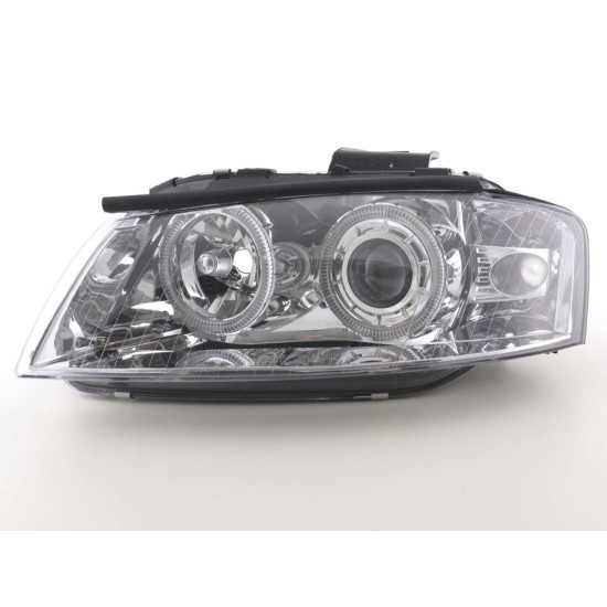 Φανάρια εμπρός angel eyes για Audi A3 (2003-2008) - chrome , χωρίς λάμπες (Η7) - σετ 2τμχ.