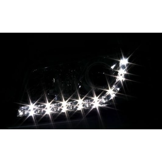 Φανάρια εμπρός led Dayline για Audi A3 (2003-2008) - χρωμίου , με λάμπες (Η1) - σετ 2τμχ.