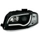 Φανάρια εμπρός led Lightbar design για Audi A3 (2008-2012) - chrome ,μαύρα , με λάμπες (Η1) - σετ 2τμχ.