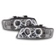 Φανάρια εμπρός angel eyes για Audi A4 (2001-2004) - chrome , με λάμπες (Η1) - σετ 2τμχ.