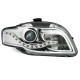 Φανάρια εμπρός led για Audi A4 B7 (2004-2008) - chrome , με λάμπες (Η1) - σετ 2τμχ.