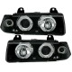 Φανάρια εμπρός angel eyes για BMW E36 (1991-1999) 4d sedan - black , με λάμπες (Η1) - σετ 2τμχ.