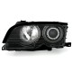 Φανάρια εμπρός angel eyes για BMW E46 sedan (2001-2005) - μαύρα με CCFL , χωρίς λάμπες (Η7) - σετ 2τμχ.