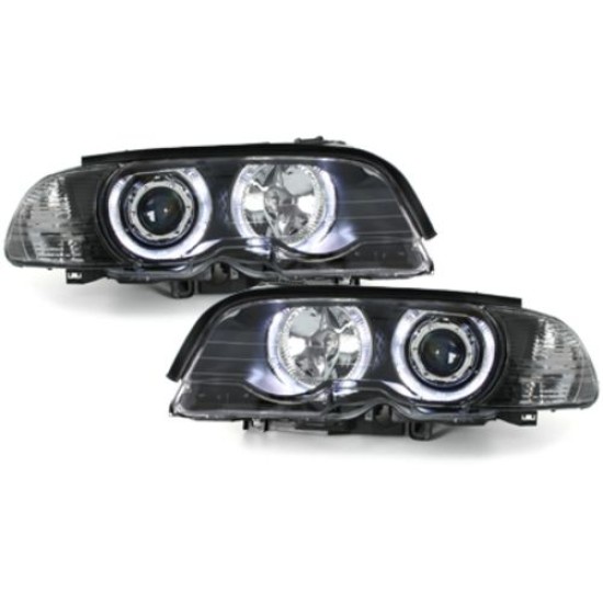 Φανάρια εμπρός angel eyes για BMW E46 coupe και cabrio (1999-2003) , με λάμπες (Η1) - σετ 2τμχ.