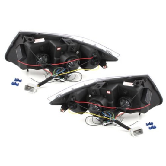 Φανάρια εμπρός led angel eyes για BMW E90(2005-2008) - μαύρο , με λάμπες (Η1) - σετ 2τμχ.