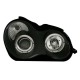 Φανάρια εμπρός για Mercedes C-CLASS W203 sedan (2000-2006) - με angel eyes , μαύρα , με λάμπες (Η1) - σετ 2τμχ.