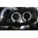 Φανάρια εμπρός angel eyes για Opel Astra G (1998-2004) - μαύρα , με λάμπες (Η1) - σετ 2τμχ.