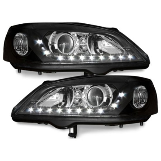 Φανάρια εμπρός led για Opel Astra G (1998-2004) - μαύρα , χωρίς λάμπες (Η7) - σετ 2τμχ.