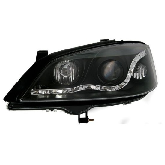 Φανάρια εμπρός led για Opel Astra G (1998-2004) - black , με λάμπες (Η1) - σετ 2τμχ.