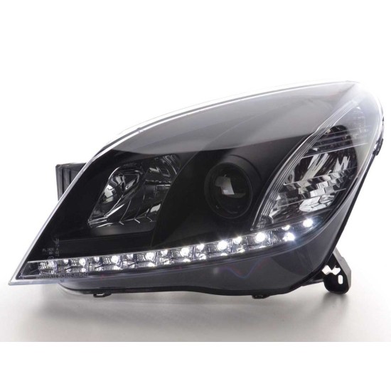 Φανάρια εμπρός led για Opel Astra H (2004-2009) - black , με λάμπες (Η1) - σετ 2τμχ.