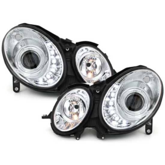 Φανάρια εμπρός led για Mercedes W211 E-Class (2002-2006) , χωρίς λάμπες (Η7) - σετ 2τμχ.