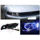 Φανάρια εμπρός led angel eyes για Mitsubishi Galant (1996-2006) - μαύρα , με λάμπες (Η1) - σετ 2τμχ.