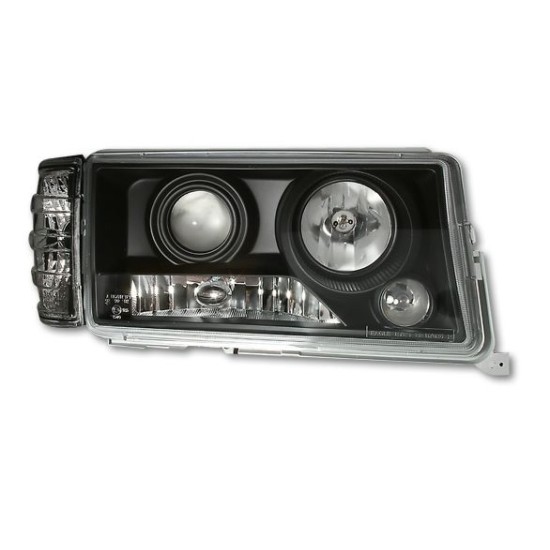 Φανάρια εμπρός angel eyes για Mercedes W201 E190 1982-1993) , μαύρα , με λάμπες (Η1) - σετ 2τμχ.