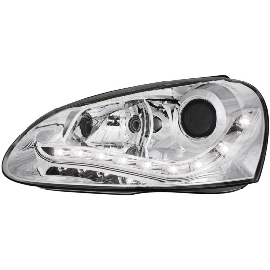 Φανάρια εμπρός led για εργοστασιακά xenon για Vw Golf 5 , chrome , χωρίς λάμπες (Η7) - σετ 2τμχ.