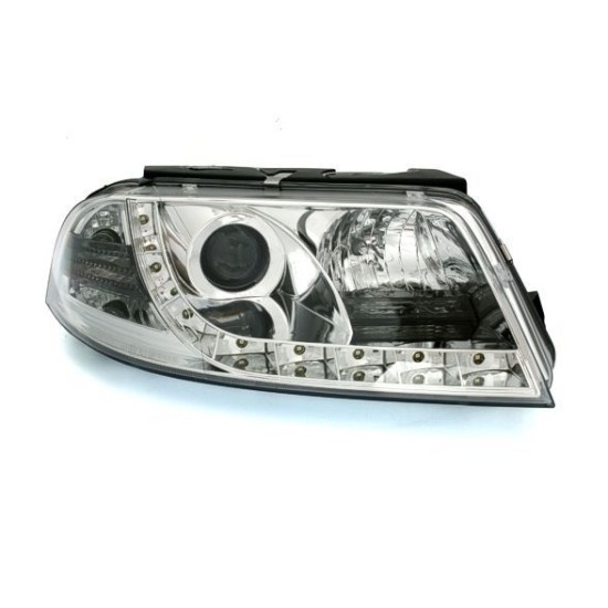 Φανάρια εμπρός led για Vw Passat B5.5 (2001-2005) - χρωμίου , με λάμπες (Η1) - σετ 2τμχ.