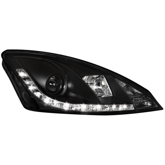 Φανάρια εμπρός led για Ford Focus (2001-2004) - black, με λάμπες (Η1) - σετ 2τμχ.