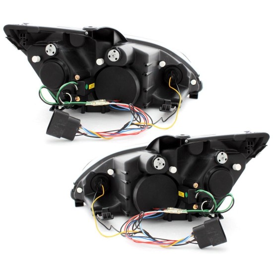 Φανάρια εμπρός Devil eyes led για Ford Focus (2005-2008) - black , με λάμπες (Η1) - σετ 2τμχ.