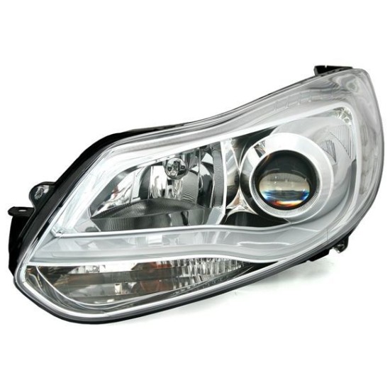 Φανάρια εμπρός led για Ford Focus (2011+) - chrome , με λάμπες (Η1) - σετ 2τμχ.