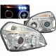 Φανάρια εμπρός angel eyes για Hyundai Tucson (2004+) - chrome , με λάμπες (Η1) - σετ 2τμχ.