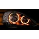 Φανάρια εμπρός angel eyes για Opel Corsa C(2001-2006) - μαύρα , χωρίς λάμπες (Η7) - σετ 2τμχ.