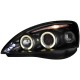 Φανάρια εμπρός angel eyes για Opel Corsa C (2001-2006) - black , με λάμπες (Η1) - σετ 2τμχ.