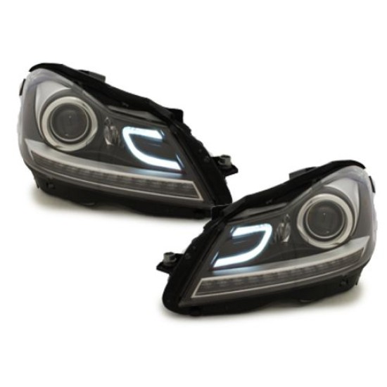 Φανάρια εμπρός led lightbar για Mercedes C-CLASS W204 (2011+) , με λάμπες (Η1) - σετ 2τμχ.