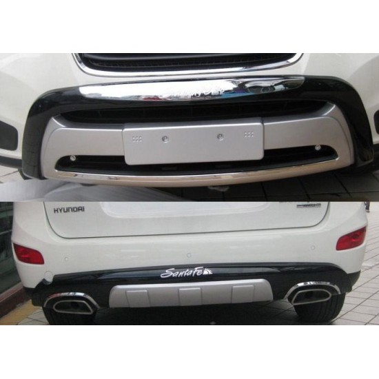 Εμπρόσθιο bull - bar και πίσω roll - bar  για Hyundai Santa Fe (2010-2012) - ασημένια
