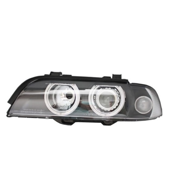 Φανάρια εμπρός angel eyes για BMW E39 (1995-2000) - μαύρα , χειρ.ρύθμιση , χωρίς λάμπες (Η7) - σετ 2τμχ.