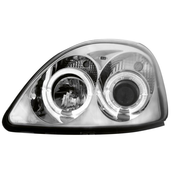 Φανάρια εμπρός angel eyes για Toyota Yaris (1998-2003) - chrome , με λάμπες (Η1) - σετ 2τμχ.