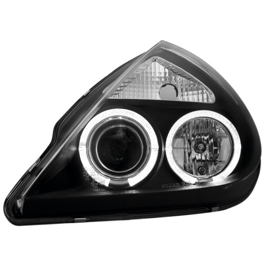 Φανάρια εμπρός angel eyes για Ford Ka (1996-2008) , μαύρα , με λάμπες (Η1) - σετ 2τμχ.