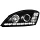 Φανάρια εμπρός led για Kia Ceed (2006-2009) , μαύρα , με λάμπες (Η1) - σετ 2τμχ.