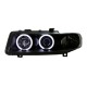 Φανάρια εμπρός angel eyes για Seat Leon /Toledo (1999-2004) - μαύρα , με λάμπες (Η1) - σετ 2τμχ.