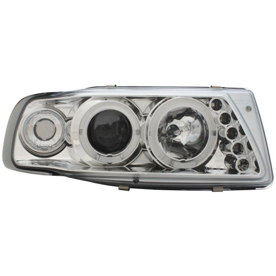 Φανάρια εμπρός angel eyes για Seat ibiza 6K (1993-2000) - chrome , με λάμπες (Η1) - σετ 2τμχ.