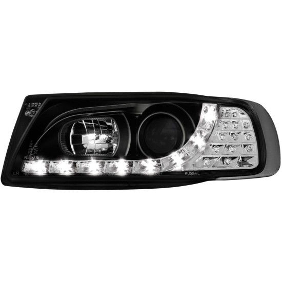 Φανάρια εμπρός led για Seat ibiza 6K (1993-2000) - black , με λάμπες (Η1) - σετ 2τμχ.