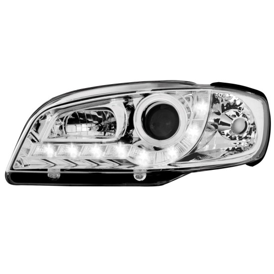 Φανάρια εμπρός led για Seat ibiza 6K2 (2000-2002) - chrome , με λάμπες (Η1) - σετ 2τμχ.