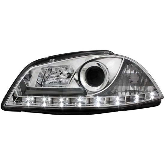 Φανάρια εμπρός led για Seat ibiza 6L (2002+) - chrome , με λάμπες (Η1) - σετ 2τμχ.