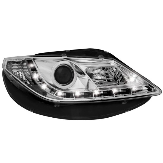 Φανάρια εμπρός led για Seat ibiza 6J (2008+) - chrome , με λάμπες (Η1) - σετ 2τμχ.