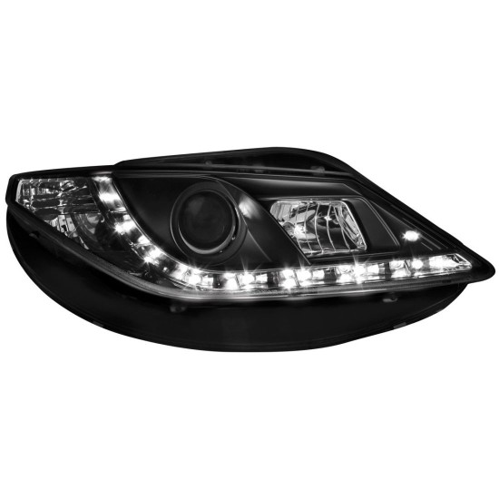 Φανάρια εμπρός led για Seat ibiza 6J (2008+) - μαύρα , με λάμπες (Η1) - σετ 2τμχ.