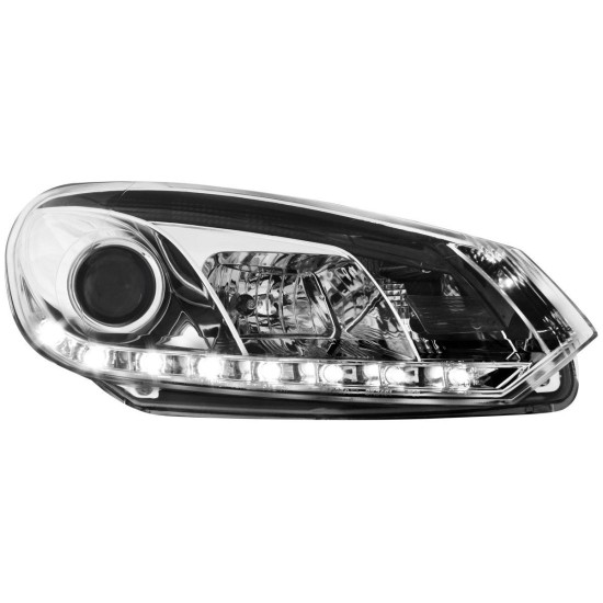 Φανάρια εμπρός led για Vw Golf 6 , μαύρα , με λάμπες (Η1) - σετ 2τμχ.