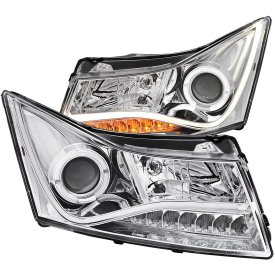 Φανάρια εμπρός led lightbar design για Chevrolet Cruze (2009-2012) - chrome , με λάμπες (Η1) - σετ 2τμχ.