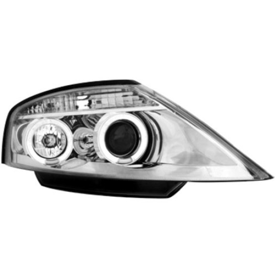 Φανάρια εμπρός angel eyes για Citroen C3 (2002+) - chrome , με λάμπες (Η1) - σετ 2τμχ.