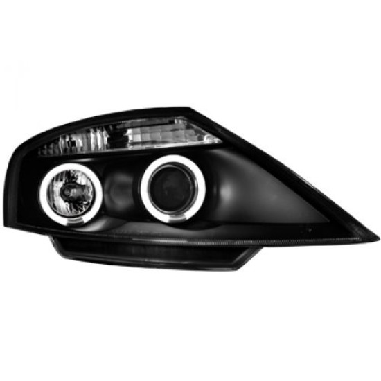 Φανάρια εμπρός angel eyes για Citroen C3 (2002+) - μαύρα , με λάμπες (Η1) - σετ 2τμχ.