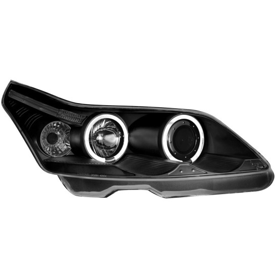 Φανάρια εμπρός angel eyes για Citroen C4 (2004+) - μαύρα , με λάμπες (Η1) - σετ 2τμχ.