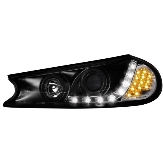 Φανάρια εμπρός led για Ford Mondeo (1996-2000) - μαύρα , με λάμπες (Η1) - σετ 2τμχ.