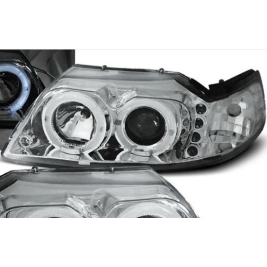 Φανάρια εμπρός led angel eyes για Ford Mustang (1998-2004) , με λάμπες (Η1) - σετ 2τμχ.